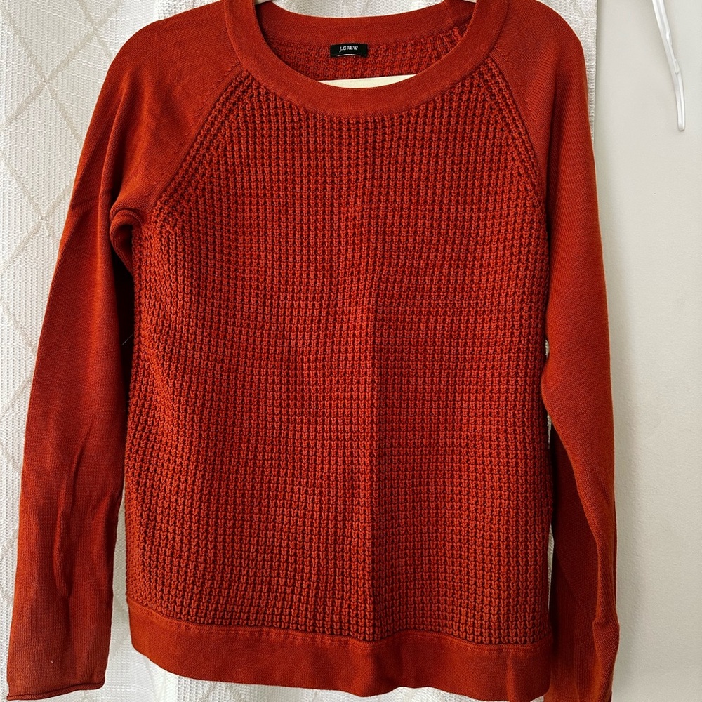 J. Crew Women's Rust Orange Cotton Crew Neck Sweater